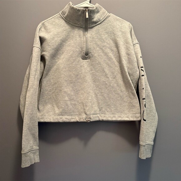 Calvin Klein Tops - Calvin Klein Sweatshirt Womens L Heather Gray 1/4 Zip Mock Neck Cropped